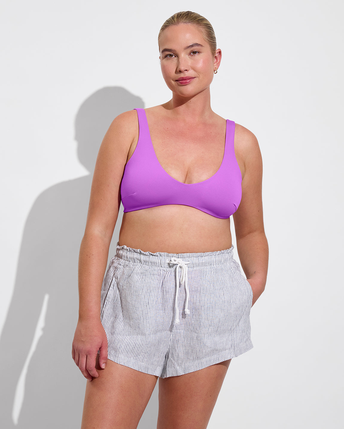 Plunge Top D - Punch (36DD, Size L) + Getaway Short - Varsity / Coconut (Size L)
