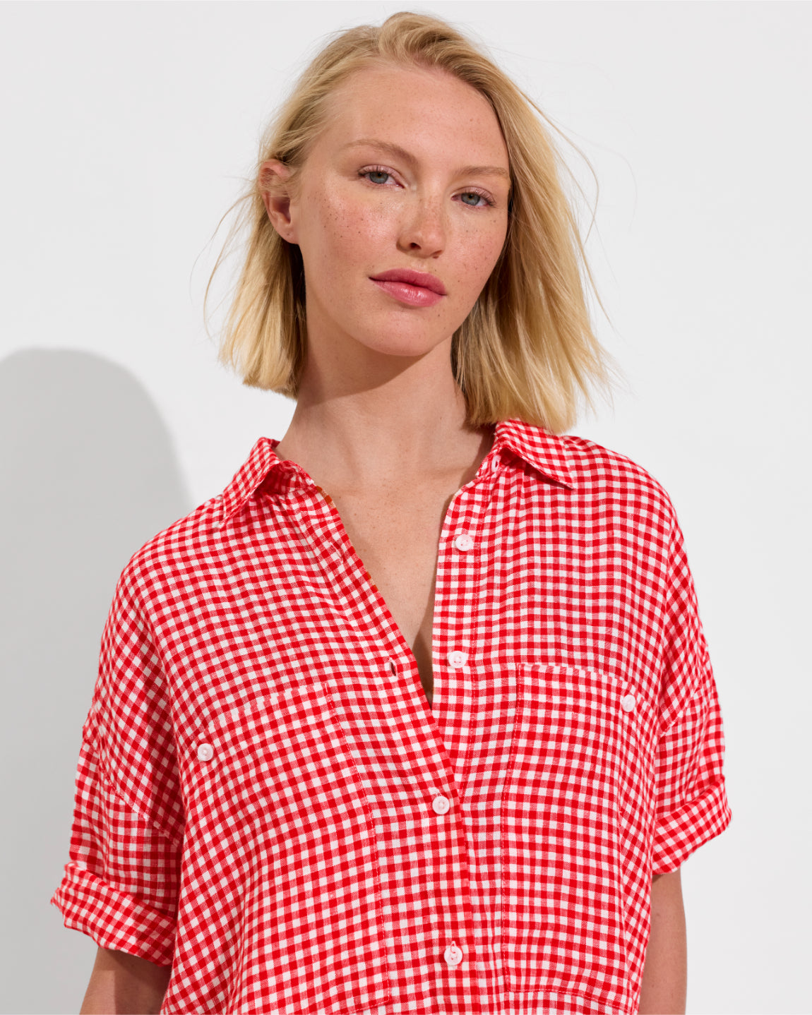 Getaway Mini Dress - Gingham: Sweet Chili Heat / Coconut (Size S/M) [Photo 4]