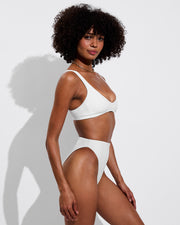 Plunge Top + Super Hi Hi Bottom - Coconut (Size S)