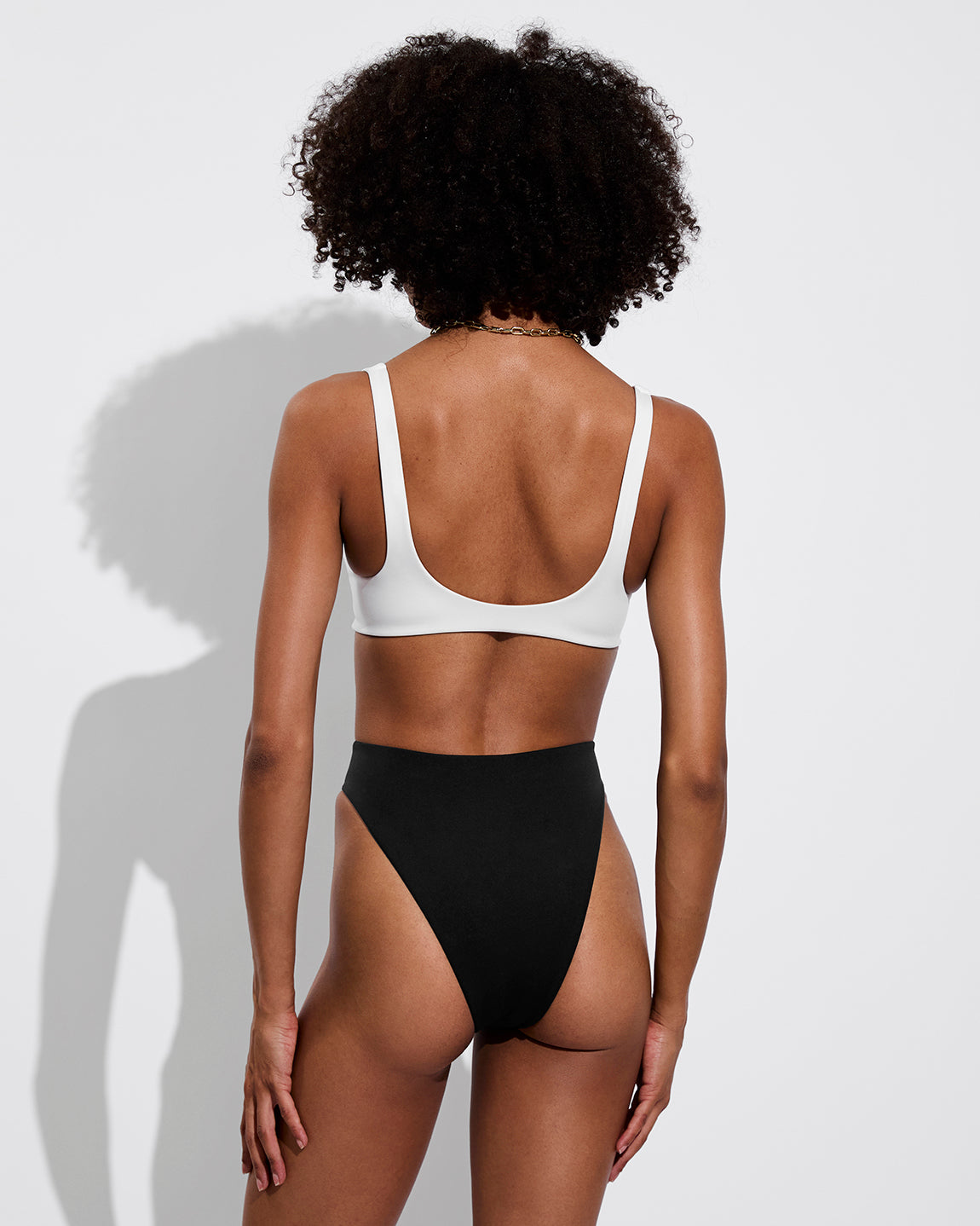 Plunge Top - Coconut + Throwback Bottom - Jet (Size S)