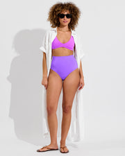 Plunge Top - Punch + Hi Tide Bottom - Paradise (Size S) + Getaway Shirt Dress - Coconut (Size S/M)
