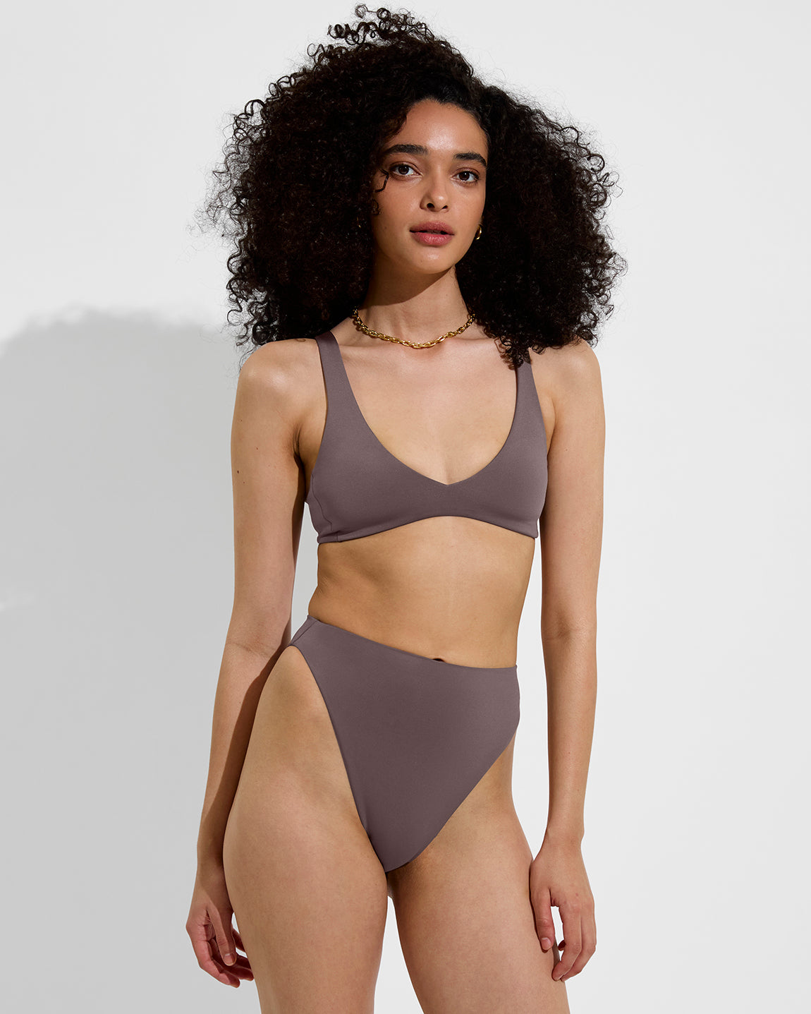 Plunge Top + Super Hi Hi Bottom - Stormy (Size S)