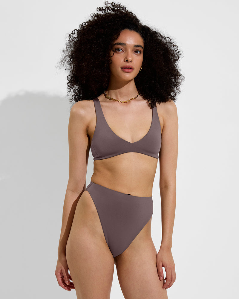 Plunge Top + Super Hi Hi Bottom - Stormy (Size S)