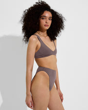 Plunge Top + Super Hi Hi Bottom - Stormy (Size S)