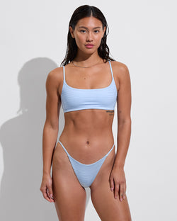 Pool Days Top + Skinny Dip Bottom - Splash Stripe Blue Skies/Coconut (Size S)