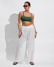 Pool Days D+ - Tropic (34DD, Size L) + Day Trip Pant *Sheer Stripe - Coconut (Size L)
