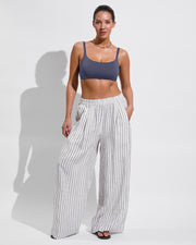 Pool Days Top D+ (34DD, Size L) - Varsity + Coastal Pant - Stormy/Coconut (Size L)