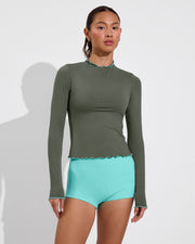 Rays Long Sleeve Top *Long *Wavy - Agave / Drift + Hi Line Shortie - Drift (Size S)