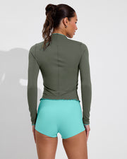 Rays Long Sleeve Top *Long *Wavy - Agave / Drift + Hi Line Shortie - Drift (Size S)