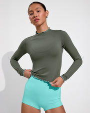 Rays Long Sleeve Top *Long *Wavy - Agave / Drift + Hi Line Shortie - Drift (Size S)