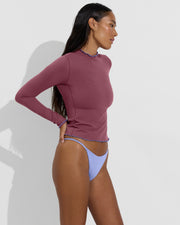 Rays Long Sleeve Top *Long *Wavy - Desert Plum / Riptide + Skinny Dip Botton - Riptide (Size S)