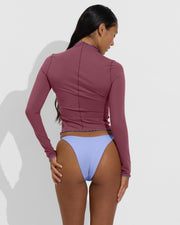 Rays Long Sleeve Top *Long *Wavy - Desert Plum / Riptide + Skinny Dip Botton - Riptide (Size S)