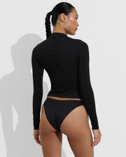Rays Long Sleeve Top *Long + Dip Bottom - Jet (Size S)