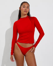 Rays Long Sleeve Top *Long *Wavy - Sweet Chili Heat / Hot + Rio Bottom - Sweet Chili Heat (Size S)