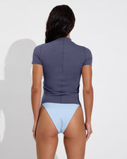 Rays Short Sleeve Top *Long - Varsity + Throwback Bottom - Blue Skies (Size S)