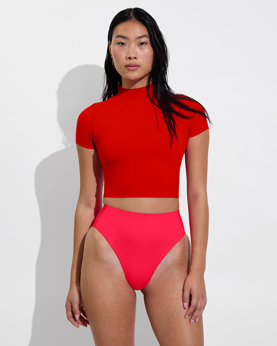 Rays Short Sleeve Top - Sweet Chili Heat + Hi Hi Bottom - Rescue (Size S)