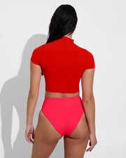 Rays Short Sleeve Top - Sweet Chili Heat + Hi Hi Bottom - Rescue (Size S) [Back View]