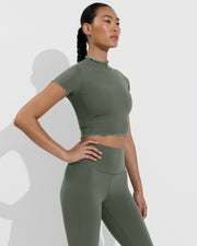 Rays Short Sleeve Top *Wavy - Agave / Drift + Super Moves Tight - Agave (Size S)