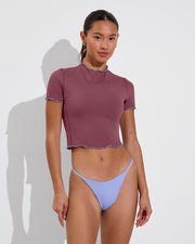 Rays Short Sleeve Top *Wavy - Desert Plum / Riptide + Skinny Dip Bottom - Riptide (Size S)