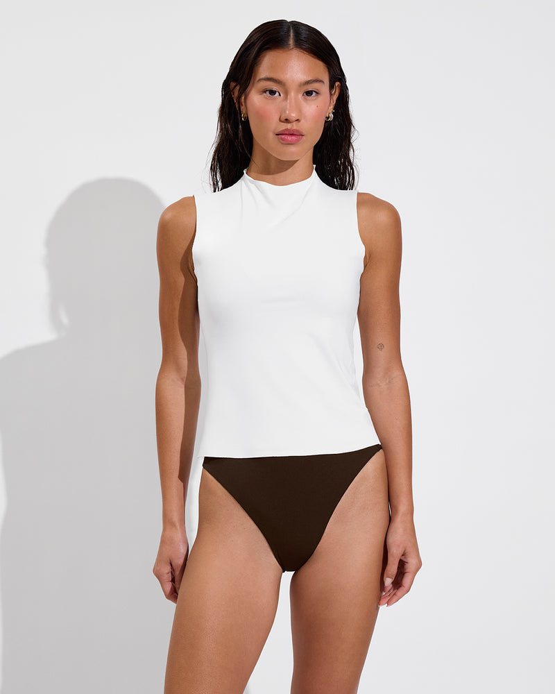 Rays Sleeveless Top *Long - Coconut + Weekender Suit - Cold Brew (Size S)