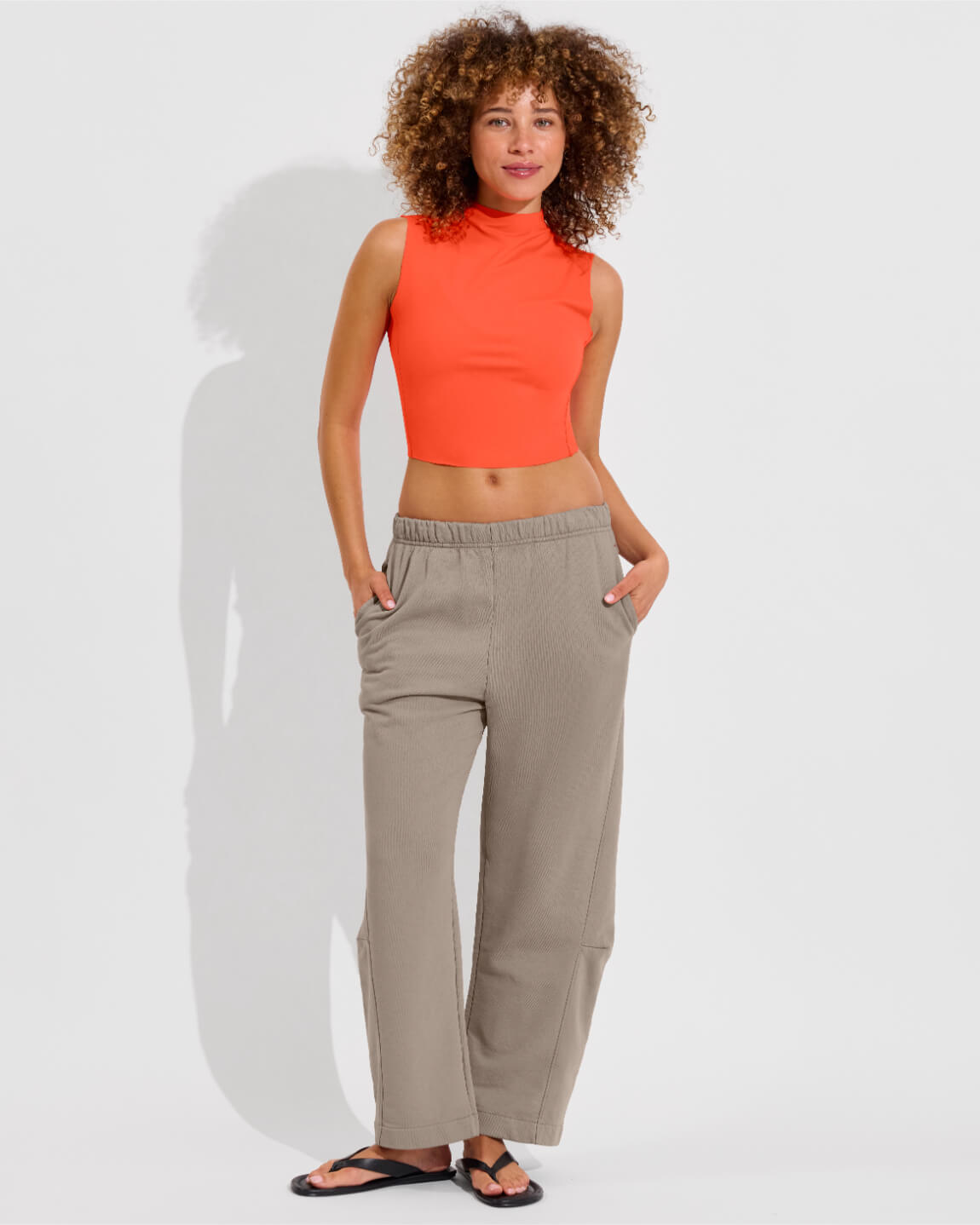 Rays Sleeveless Top - Aperol + Beach Side Sweatpant - Beach (Size S)