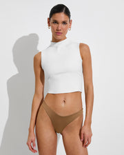 Rays Sleeveless Top - Coconut + Backside Thong - Tan Lines (Size S)