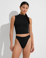 Rays Sleeveless Top + Throwback Thong - Jet (Size S)