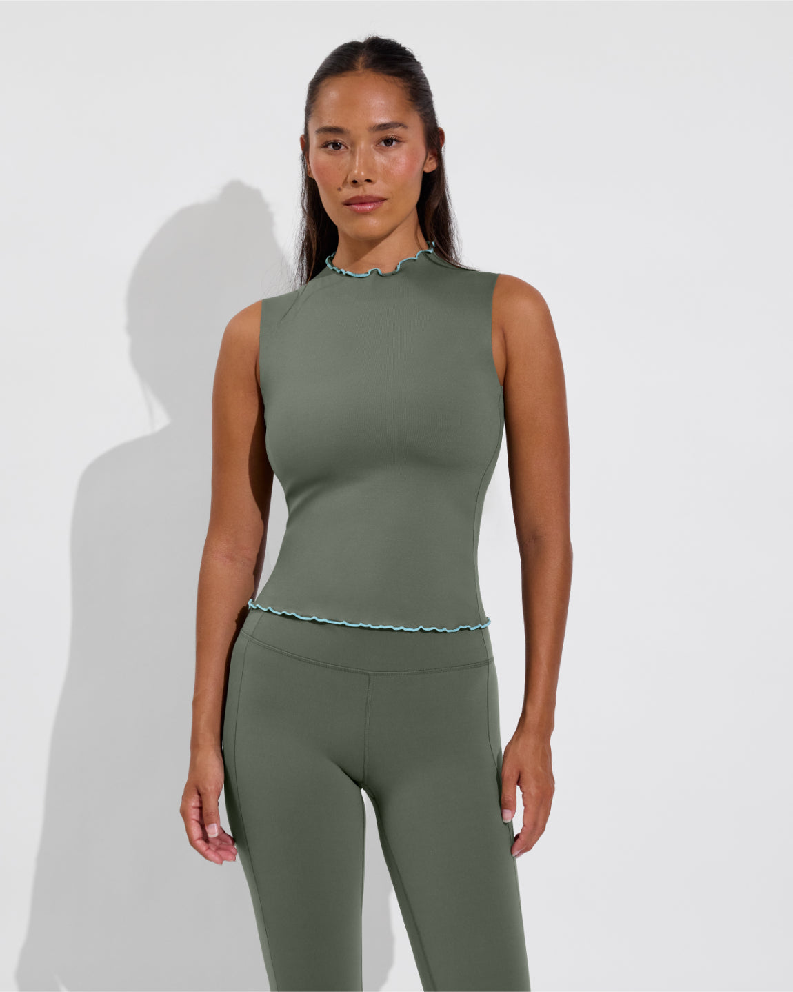Rays Sleeveless Top *Long *Wavy - Agave / Drift + Super Moves Tight - Agave (Size S)