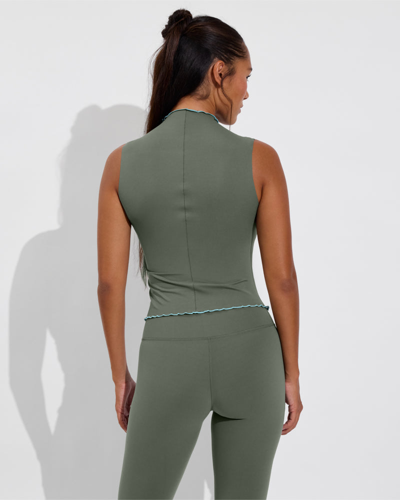 Rays Sleeveless Top *Long *Wavy - Agave / Drift + Super Moves Tight - Agave (Size S)