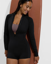 Rays Suit *Shortie - Jet (Size S) + Pool Days Top D+ - Stormy (32DD, Size S)