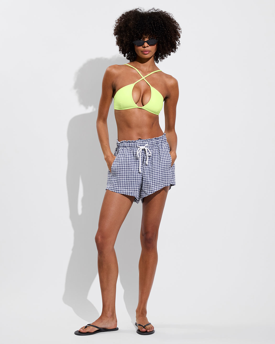 Reef Top - Limoncello + Getaway Short - Gingham: Varsity/Coconut (Size S)