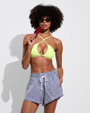 Reef Top - Limoncello + Getaway Short - Gingham: Varsity/Coconut (Size S)