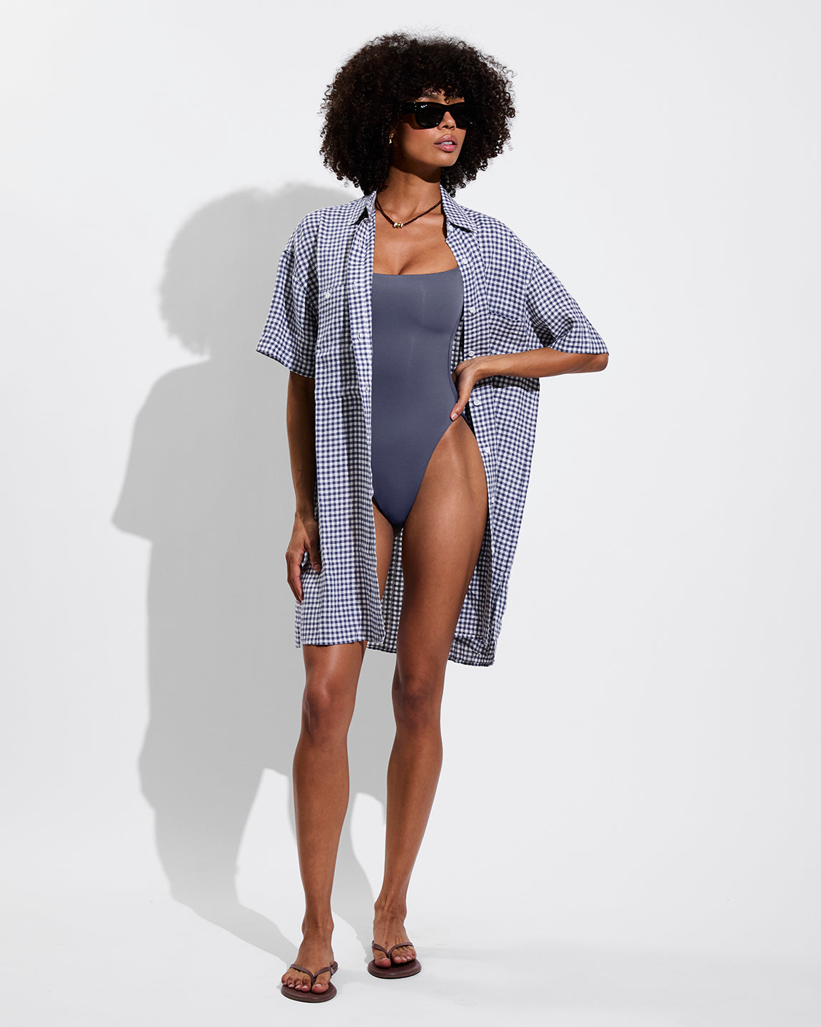 Retreat Suit - Varsity + Getaway Shirt Dress - Gingham: Varsity / Coconut (Size S) 