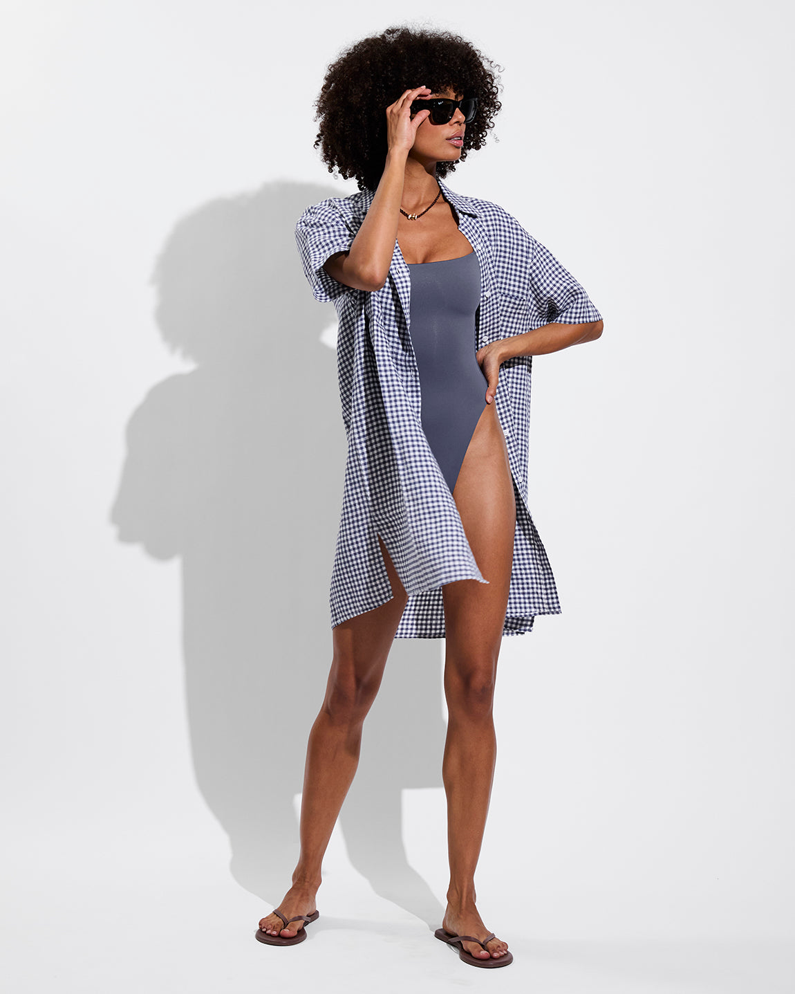 Retreat Suit - Varsity (Size S) + Getaway Mini Dress - Gingham: Varsity / Coconut (Size S/M)