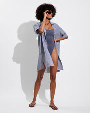 Retreat Suit - Varsity (Size S) + Getaway Mini Dress - Gingham: Varsity / Coconut (Size S/M)