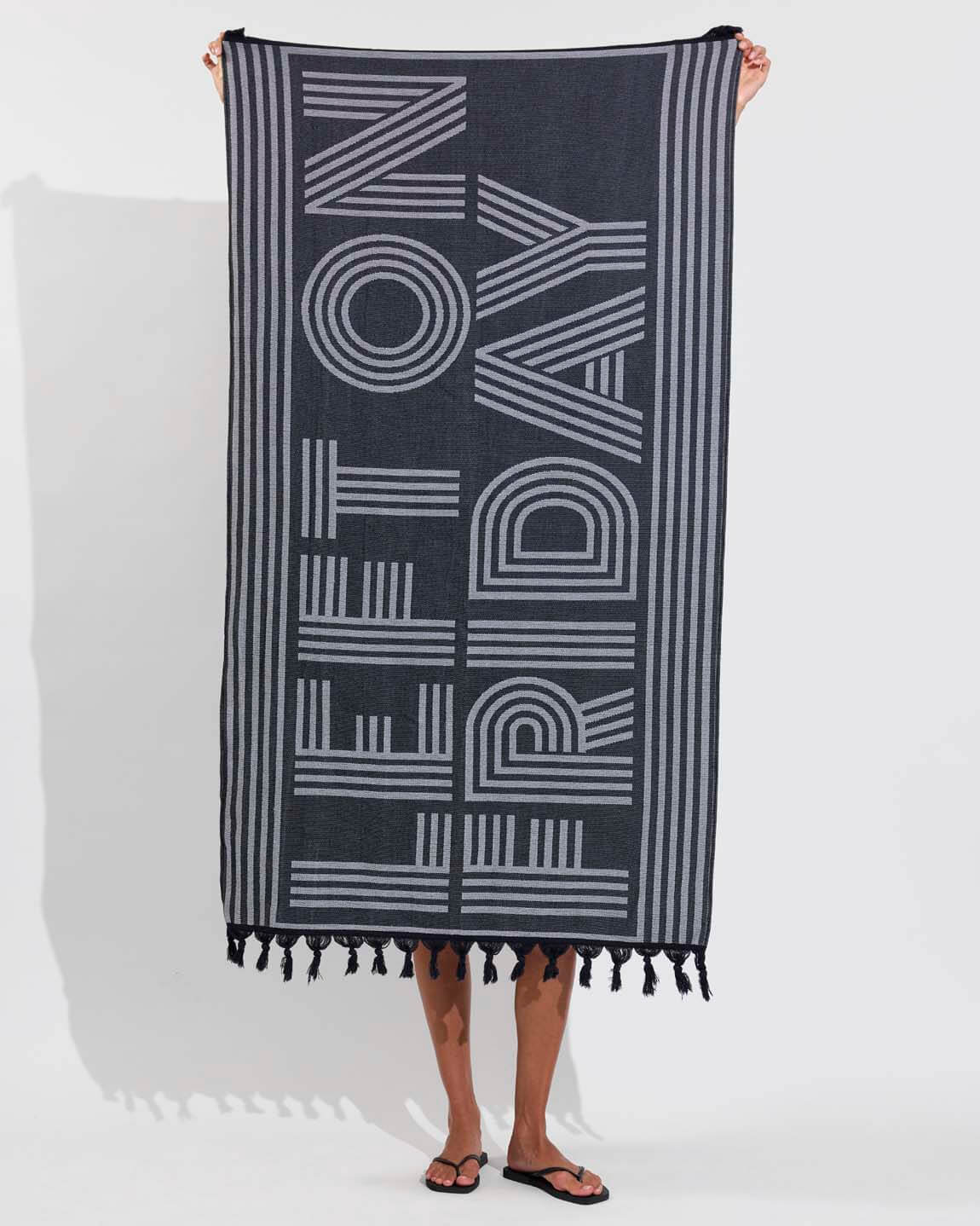 Pool Towel - Black Turkish Cotton Pool Towel – Left On Friday Canada