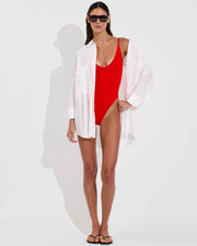 Saturday Suit - Sweet Chili Heat (Size S) + Getaway Button Down - Coconut (Size S/M)