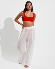 Streamline Top - Sweet Chili Heat + Day Trip Pant *Sheer Stripe - Coconut (Size S)