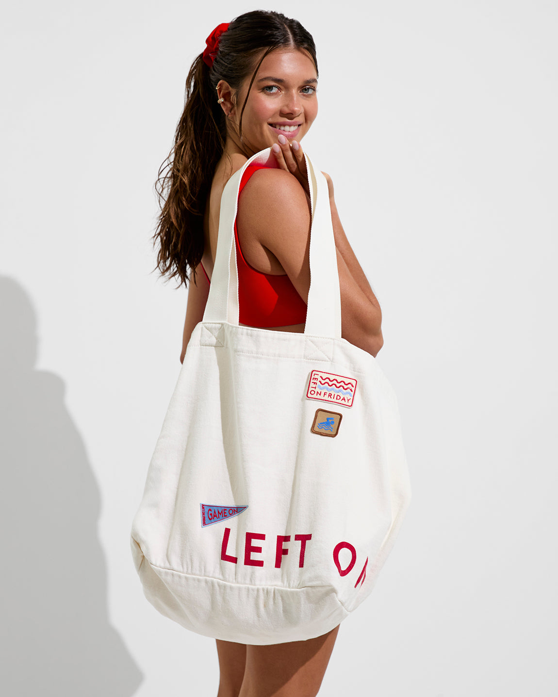 Streamline Top - Sweet Chili Heat + Big Beach Bag - Coconut with Birthday Patches