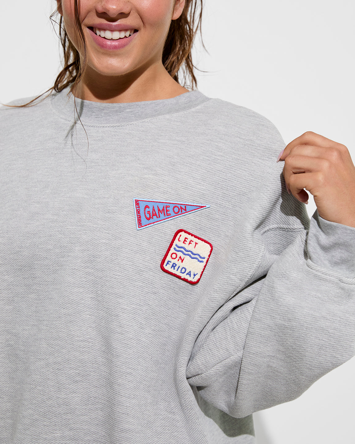 Field Day Sweatshirt - Heathered Grey with Birthday Patches