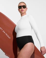 Sunday Suit D+ - Jet (36DD, Size L) + Rays Long Sleeve Top - Coconut (Size L)