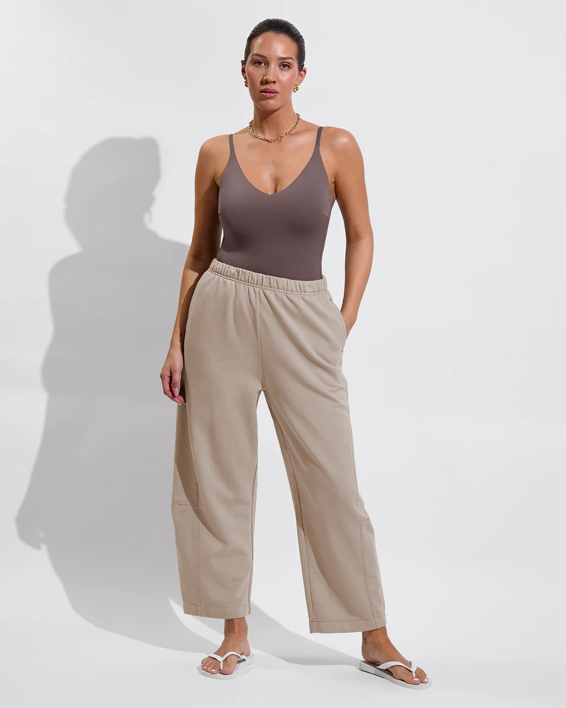 Sunday Suit D+ - Stormy (34DD, Size L) + Beach Side Sweatpant - Beach (Size L)