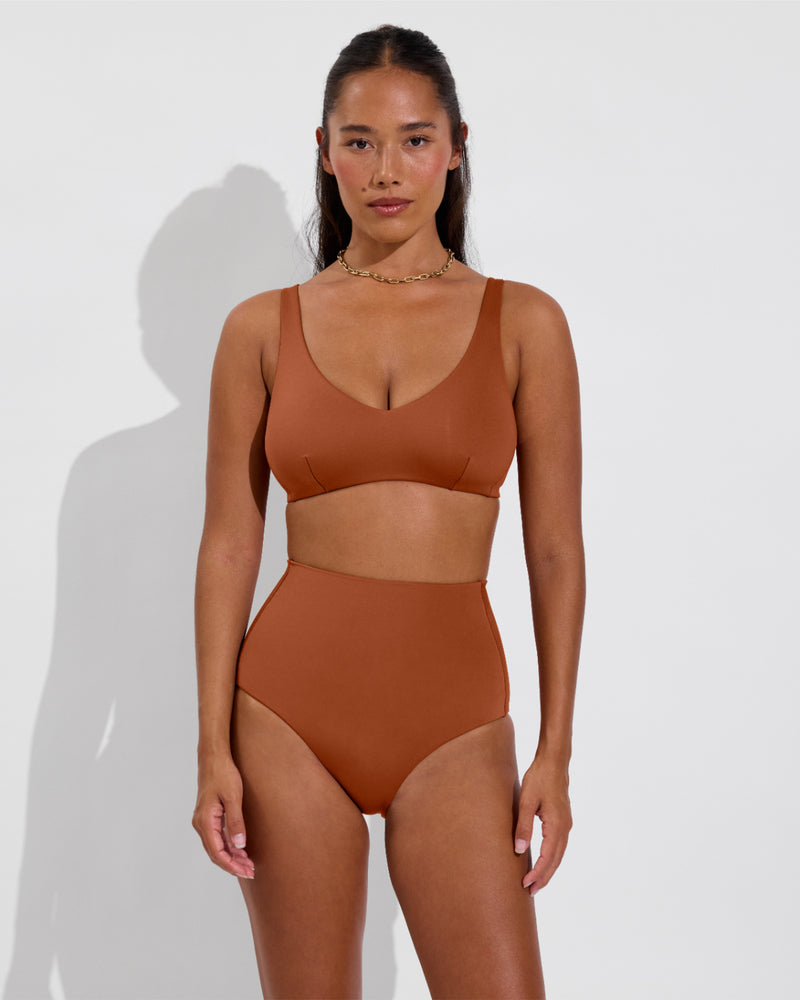 Sunday Top D+ (32DD, Size S) + Hi Tide Bottom - Bronze (Size S)