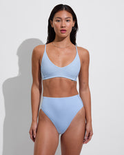 Sunday Top + Hi Hi Bottom - Splash Stripe Blue Skies/Coconut (Size S)