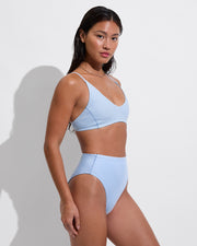 Sunday Top + Hi Hi Bottom - Splash Stripe Blue Skies/Coconut (Size S)