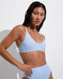 Sunday Top + Hi Hi Bottom - Splash Stripe Blue Skies/Coconut (Size S)