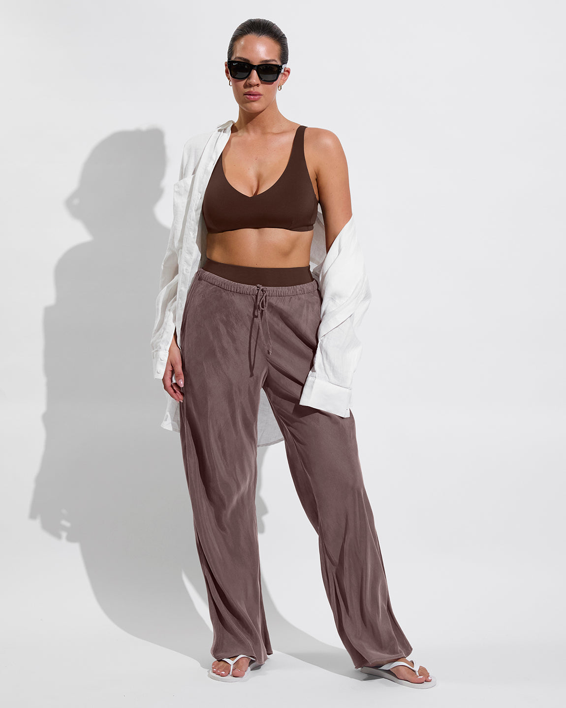 Sunday Top D+ (34DD, Size L) - Cold Brew + Journey Pant - Stormy (Size L)