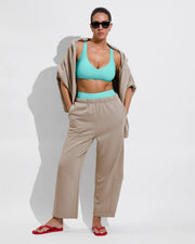 Sunday Top D+ (34DD, Size L) - Drift + Beach Side Sweatpant - Beach (Size L)