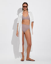 Sunday Top + Hi Hi Bottom - Tiki / Holiday Stripe (Size S) + Getaway Shirt Dress - Coconut (Size S/M)