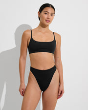 Pool Days Top + Throwback Thong - Jet (Size S)